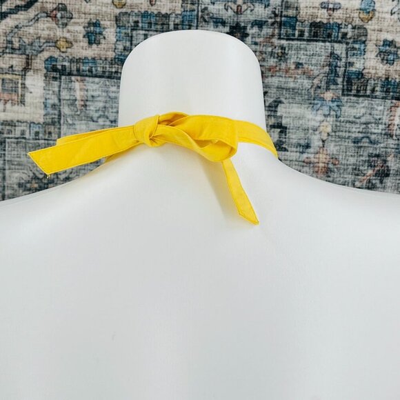 River Island Cutwork Halter Dress Yellow Size L Eyelet Trim  Midi Length - Picture 7 of 16